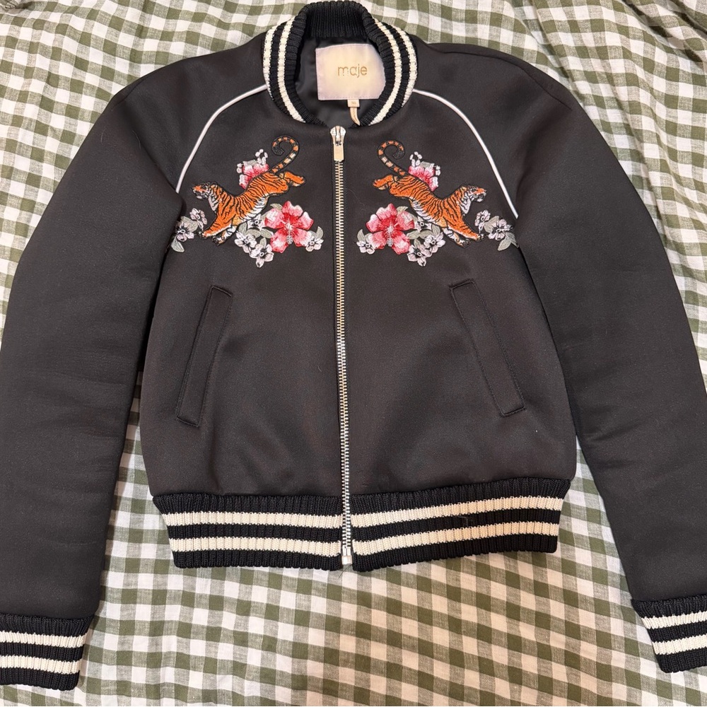 Maje Embroidered Bomber Jacket